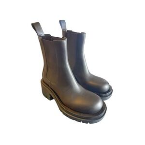 Bottega Veneta Black Leather Lug Chelsea Boots Size EU 38/US 8